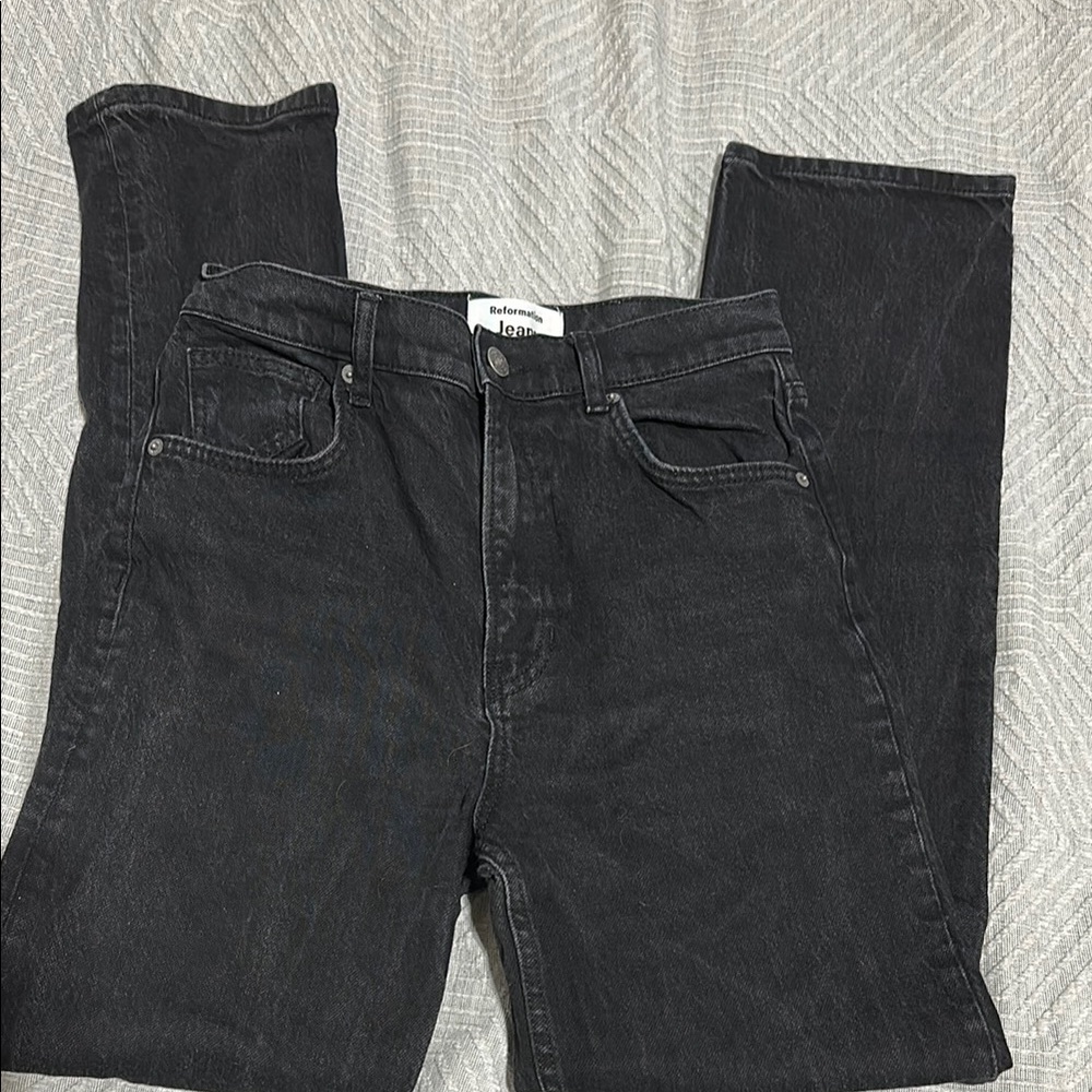 Reformation Jeans Liza Ultra High Rise Straight Black Jeans Size 29